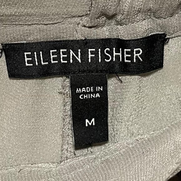 Eileen Fisher Sz 10 Silver Grey Silk Zipper Ankle Drawstring Waist Silk Joggers - Picture 5 of 6